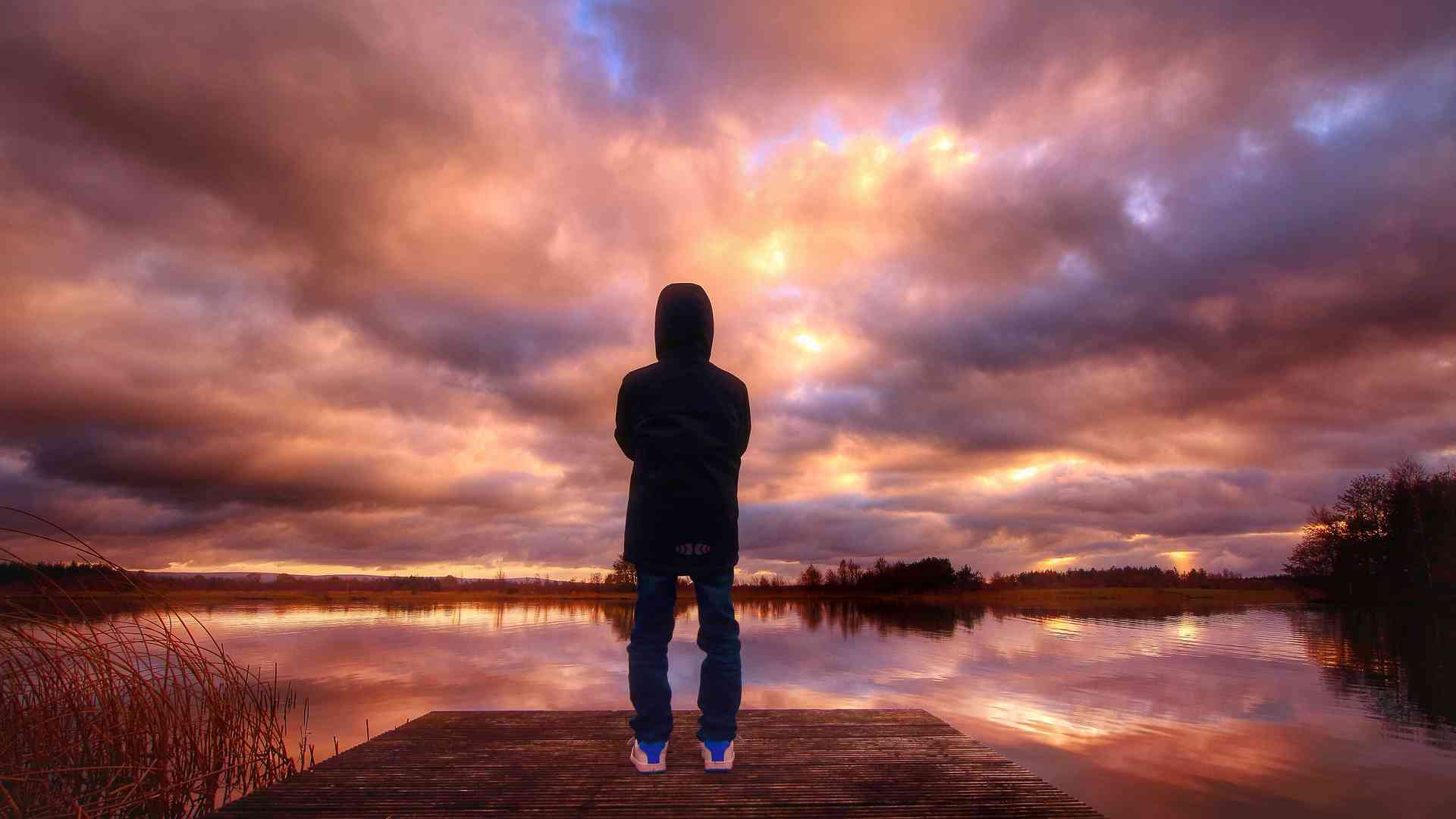 Person standing by Lough Boora Parklands