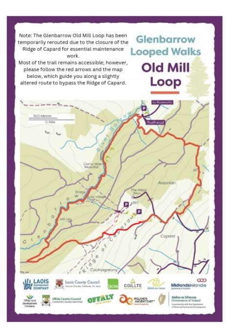 map of glenbarrow old mill reroute